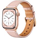 CeMiKa Leather Straps Compatible for Apple Watch Strap 38mm 40mm 41mm 42mm, Replacement Genuine Leather Strap Compatible with iWatch Series 10 9 8 7 6 5 4 3 2 1 SE/Ultra, Men and Women, Pink