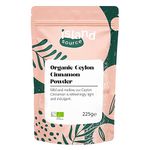 Organic Cinnamon Powder 225g by Island Source – 100% Organic Ceylon Cinnamon Powder - Natural Ground Cinnamon, Vegan Cinnamomum for Juices, Cereals, Smoothies, Cooking and Baking