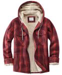 WINDFIT Women's Full Zip Fleece Flannel Jacket Plaid Sherpa Lined Jacket for Women, Red, Large