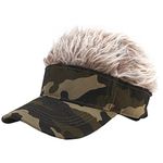 Malaxlx Mens Sun Visor Cap with Novelty Flair Spiked Hair Fake Wig Adjustable Baseball Cap Golf Hat