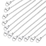 Stainless Steel Chain Bulk: LUCKYPADS Silver Chain Necklace Pack 1.5 mm Thin Chains 35 Pack Silver Cable Chains for Necklace Making (18 Inches)