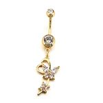 Beydodo Surgical Steel Belly Button Rings 14g, Body Jewellery for Women Piercings Butterfly Flower Dangle with Cubic Zirconia