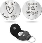 Nishabb Pocket Hug Token Long Distance Relationship Keepsake Stainless Steel Double Sided Inspirational Gift with PU Leather Keychain (Teacher)