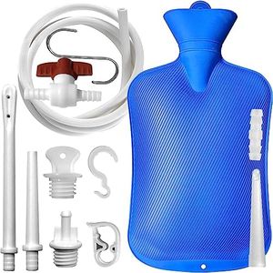 2 L Enema Bag Home Enema Kit with 3 Enema Tips,60 inch Long Silicone Hose, Controlable Water Flow Valve, Hot-Water Bottle for Colon Cleansing Enemas for Women/Men（Blue）
