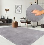 the carpet Relax Rug, Modern, Fluffy, Short Pile, Non-Slip Underside, Washable up to 30°C, Super-Soft, Fur Look, Grey, 160 x 220 cm