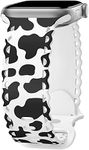 Compatible with Apple Watch Band 41mm 40mm 38mm 49mm 45mm 44mm 42mm Women Girl, Cute Cow Print Lace Hollow-out Soft Silicone Sport Bands For iWatch Ultra SE Series 10 9 8 7 6 5 4 3 2, Cow-38