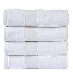 Fabstyles Super Soft and Absorbent Bath Towel, Luxury Bath Towels for Spa, Home, and Hotel, Quick Dry Towels, Set of 4, 27 x 54 Inches (White)