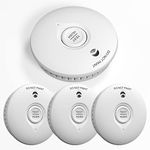 Ruan White 10-year battery Photoelectric Smoke Alarm Easy installation Smoke Detector with Silence Button Conforms to EN14604 Standard 4 Pack