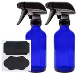 Cobalt Blue 8oz Glass Spray Bottle (2 Pack) Perfect for Essential Oil Blends, DIY Cleaning, and More