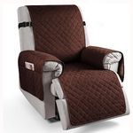 HOKIPO Quilted Recliner Chair Cover for 1 Seater with Side Pockets, Dark Brown (AR-4758-DBR)