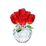 H&D HYALINE & DORA 3.3IN Crystal Red Rose Figurine Ornament,Rose Flower Gifts for Wife Mom Girlfriend,Crystal Rose Bouquet Figurine for Table Decor,Valentines Day Gifts For Her