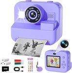 Seckton Kids Camera Instant Print - Dual Camera Photo 1080P HD Video, Birthday for Boys and Girls, Toddler Digital Camera with 3 Print Paper, Portable Toys for Kids 3-12 (Purple)