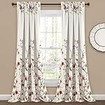 Lush Decor Neela Birds Room Darkening Window Curtain Panel Pair, 84" L x 52" W, Ivory & Brown