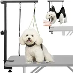 Breeze Touch Dog Grooming Table Arm - 35” Dog Grooming Stand with Clamp and Post, Loop Noose, No Sit Haunch Holder Grooming Restraint for Small & Medium Dogs
