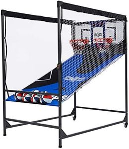 Hall of Games Premium Arcade Cage Basketball Game, Black/Blue, 80'' x 54'' x 88''