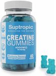 60 Creatine Monohydrate Gummies, 4000mg, Men & Women - Chewable Creatine Gummies (30+ Days) - Natural Blueberry Flavoured Creatine, Pre Workout Gym Supplement, Suitable for Vegans, by Suptropic