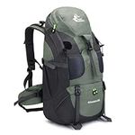 Bseash 50L Lightweight Water Resistant Hiking Backpack,Outdoor Sport Daypack Travel Bag for Climbing Camping Touring (Army Green - With Shoe Compartment)