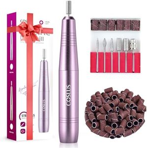 COSLUS Electric Nail Drill File Professional: for Acrylic Gel Dip Powder Nails Portable Nail Drill Machine Kit Manicure Pedicure Tools Polishing Set with Nail Drill Bits Sanding Bands