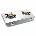 Vidiem Gas Stove S2 234 A Tusker (Silver) | Stainless Steel 2 Burner Gas Stove | Manual Ignition | Safety, Reliability, High Efficiency | ISI Certified