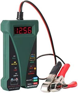 MOTOPOWER 12V Digital Battery Tester Voltmeter and Alternator Charging System Analyzer with LCD Display and LED Indication, Midnight Green Rubber Paint