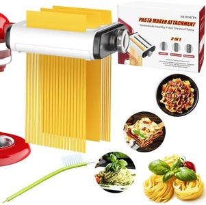 Pasta Maker Attachment for All Kitchenaid Mixers, Noodle Maker Kitchen Aid Mixer Accessories 3 In 1 Including Dough Roller Spaghetti Fettuccine Cutter - Homemade Fresh Pasta Easily!