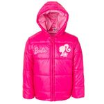 Barbie Girls Zip Up Puffer Jacket Little Kid to Big Kid Sizes (4-14-16), Barbie, 6