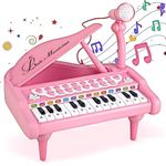 Okreview Toddler Piano Toys for Girls - 24 Keys Kids Piano Keyboard Toys with Microphone and Musical Note, Toys for 1 2 3 Years Old Girls Birthday Xmas Gifts