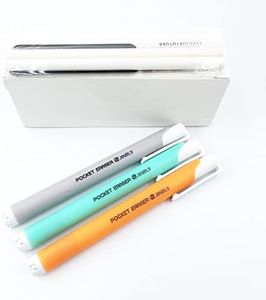 Jovely Retractable Click Pocket White Latex-Free Eraser for Pencil Writing, Portable Pen-Style Pencil Premium Rubber Stick Eraser with 3 Assorted Barrels(with 15 Refill)