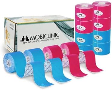 Mobiclinic, Pack de 2 Kinesiotape, Mobitape, Venda Neuromuscular Adhesiva, Alivio dolor muscular, Elásticas, Impermeable, Vendaje kinesiológico, Apto para múltiples zonas, Rollo, 5x5cm, Rosa y Azul