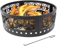 Sunnydaze Four-Star 36-Inch Round Heavy-Duty 0.91mm Thick Steel Fire Ring - for Camping or Backyard