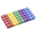 YOLAGGOY 50 Pieces 16MM Standard Game Dice Set，5 Colors 6-Sided Acrylic Game Dice for Board Games Teaching Math Classroom（Rounded Solid）