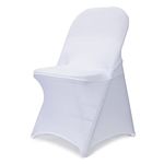 Babenest Spandex Folding Chair Covers Upgraded 10 PCS Universal Stretch Washable Fitted Chair Slipcovers Protector for Wedding, Holidays, Banquet, Party, Celebration (White)