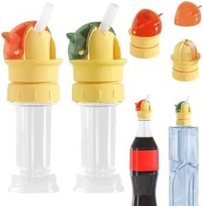 Water Bottle Straw Cap, 2026 New Anti Choking Straw Adapter, Poratble Mineral Water Bottle Cap, Reusable Straw Lid for Outdoor (Green+Orange)
