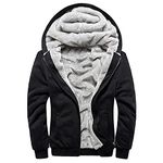 AOTORR Men's Hoodies Full Zip Fleece Jacket Coat Winter Warm Oversized Zip Up Hooded Top with Pockets Black M