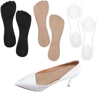 3 Pairs of 3/4 High Heel Cushion Inserts, 8.07x2.76x0.14in Dress Shoe Insoles Gel Cushion Insoles for Women Non-Skidding Adhesive High Heel for Pumps Sandals Flats Boots(Clear, Black, Beige)