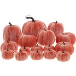 ZningEsxi 16Pcs Artificial Velvet Pumpkins Foam Fake Handmade Halloween Autumn Vegetable Farmhouse Table Centerpiece Thanksgiving Decorating(Brown)