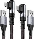 iPhone Charger Cable Right Angle 2-Pack 2m, [Apple MFi Certified] Ligtning Cable Fast Charging Nylon Braided Compatible with iPhone 14/13/12/11 Pro Max/XS MAX/XR/XS/X/8/7/Plus/6S/6/SE/5S/iPad