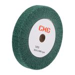 sourcing map 150mm x 25mm 240 Grit Non-Woven Polishing Burnishing Wheel Nylon Wire Drawing Abrasive Flap Wheel for Stainless Steel Copper Green