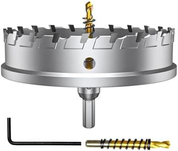 ASNOMY Tungsten Carbide Tipped Hole Saw Drill Bit for Hard Metal, 5-7/8 Inch T.C.T Hole Saw Cutter with 2pcs Titanium-Plated Pilot Drill bit for Metal, Steel, Iron, Wood, Plastic