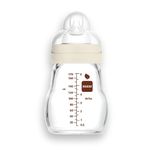 MAM Feel Good Slow Flow Premium Glass Bottle, Easy Switch Between Breast and Bottle, 5oz, 0+ Months, Unisex, 1 Pack