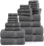 SNOWDROP 24 pc Bath Towels Set - Microfiber, Oversize Bath Sheets, Absorbent Bathroom Set for Home and Spa, 2 Bath Sheets,4 Bath Towels,6 Hand Towels,8 Washcloths,4 Fingertip - Grey