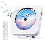 MICOCIOUS Bluetooth Portable Home CD Music Player with Remote Control, Timer, Built-in Speakers and LED Display - FM Radio Boombox (White)