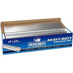 Rhino Aluminum Heavy Duty Aluminum Foil | 18 Inches by 500 Foot Long Roll, 25 Microns Thick | Commercial Grade & Extra Thick, Strong Enough for Food Service Industry (Pack of 1)