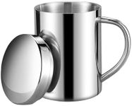 DASHTHER 13.5 oz Stainless Steel Double-Walled Metal Mugs - Insulated Coffee & Tea Cup with Lid and Handle for Camping and Everyday Use (1 Piece)