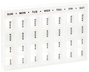 Safe and Sound Jumbo Weekly Pill Organiser, 4 Compartments Per Daily Removable Section, Printed and Braille Flip-top Lids, Push-open Catches