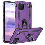 TJS Compatible with LG K92 5G Case, LG K92 Mobile Phone Case, Impact Resistant Defender Metal Ring Kickstand Magnetic Support Drop Protective Cover (Purple)