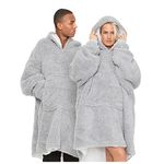 Oversized Teddy Hoodies for Women UK, Oversized Women's Hoodies, Snuggle Fleece Wearable Blanket Grey Hoodie Udie Snuddies For Adults