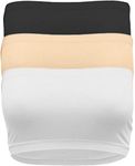 TL Women's 4 Pack One Size Strapless Seamless Active Base Layer Bandeau Tube Top PLUSSIZE_SET3_BK_BGE_WH OS