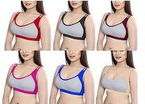 BS Product Women's Cotton Non Padded Sports, Gym, Yoga, Daily Workout Sports Bra Combo for Girl Pack of 6 (40) Multicolour