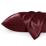 Bedsure Satin Pillow Cases 2 Pack Queen - Winery Satin Pillowcase for Hair and Skin - Similar to Silk Pillow Cases with Envelope Closure